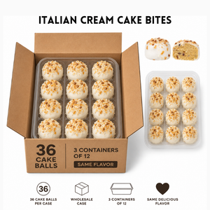 Bulk Italian cream cake balls from Pie in the Sky Pie Co. — rich and creamy flavor for wholesale and corporate gifting