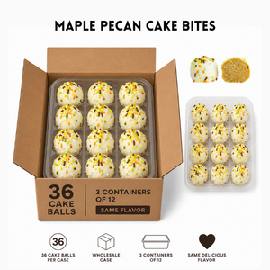 Bulk maple pecan cake balls from Pie in the Sky Pie Co. — warm, nutty flavor available in wholesale case quantities