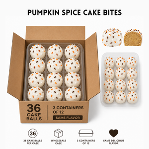 Bulk pumpkin spice cake balls from Pie in the Sky Pie Co. — fall seasonal flavor for wholesale and corporate gifting