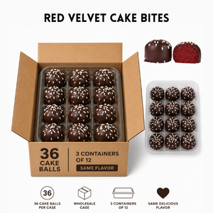 Bulk red velvet cake balls from Pie in the Sky Pie Co. — classic Southern flavor for events and corporate gifts