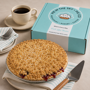 Cherry Pie from Pie in the Sky Pie Co. with signature gift box and coffee, available for nationwide shipping