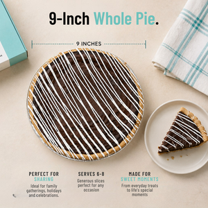 9-inch chocolate silk pie serving size guide showing 6 to 8 servings