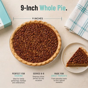 9-inch pecan pie serving size guide showing 6 to 8 servings