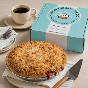 Strawberry Rhubarb from Pie in the Sky Pie Co. with signature gift box and coffee, available for nationwide shipping