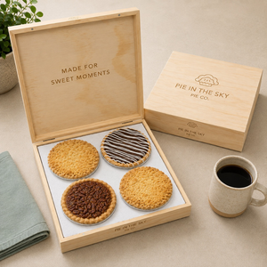 Best Mini Pies with Wooden Gift Box Shipped Nationwide for corporate Gifts from Pie in the Sky Pie Company
